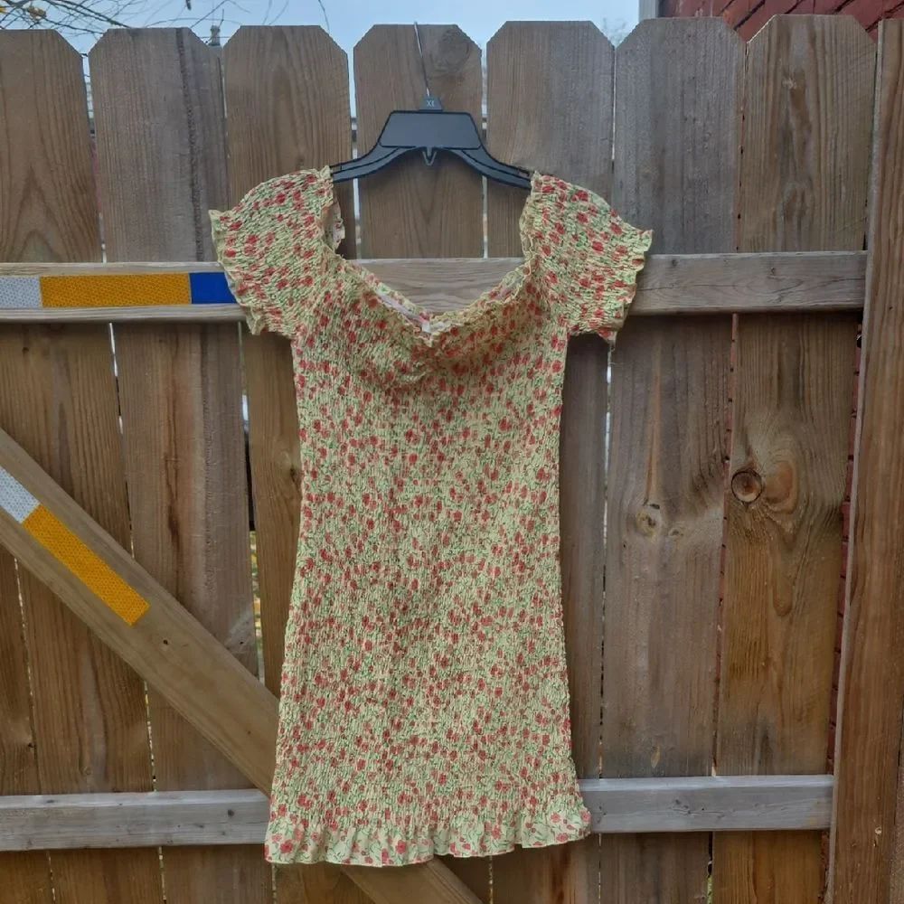 Yellow Floral Mini Dress